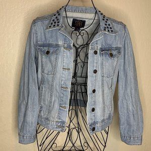 Rock & Republic Hitchhiker Blue Denim Distressed Studded Jacket